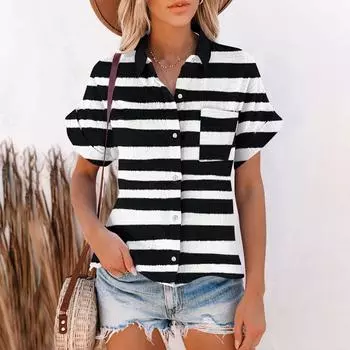 Новый женский свободный топ-рубашка большого размера с принтом L чёрный