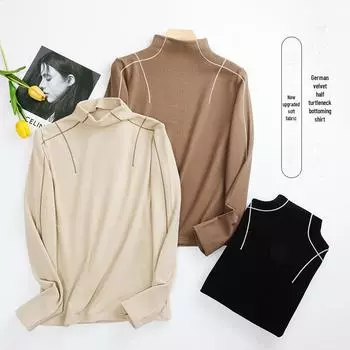 Новый женский термобелье из бархата: Полуводолазка, начес внутри, облегающий крой XL верблюд