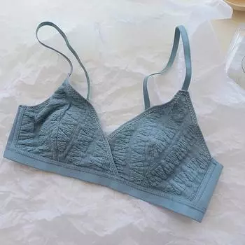 Новый женский ультратонкий французский пузырчатый бюстгальтер с треугольными чашками и ушками кролика для девочек, удобный бюстгальтер без косточек для маленькой груди 32/70 чёрный