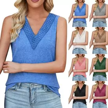 Новый женский весенне-летний свободный жилет без рукавов с v-образным вырезом и однотонным топом XL розовый