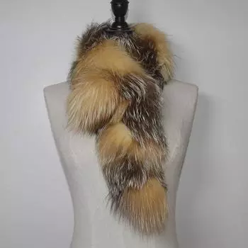 Новый женский зимний шарф из 100% натурального меха лисы, теплый толстый натуральный мех лисы, женские модные шарфы из натурального меха лисы Length 80cm золотистый