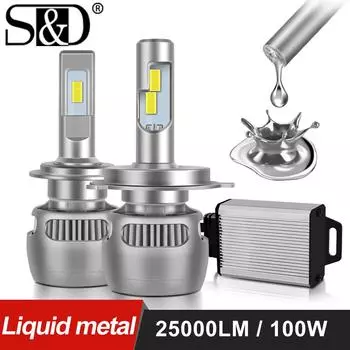 Новый жидкий металл 100 Вт 25000 лм H4 светодиодный H1 H11 H7 светодиодные лампы для фар Canbus H8 H9 9005 HB3 9006 HB4 лампы автомобили ходовые противотуманные фары H1
