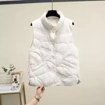 Новый жилет из хлопка, женский свободный универсальный жилет с воротником-стойкой, зимний жилет из хлопка без рукавов M Recommendations 85-110