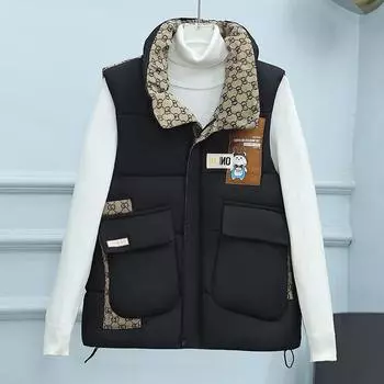 Новый жилет из пухового хлопка - модный, цветной, универсальный, ориентированный на дизайн, нишевый, воротник-стойка, трендовый, теплый топ для женщин. L белый