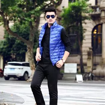 Новый жилет-пуховик, легкий жилет со стоячим воротником, облегающий большой мужской короткий топ на бретелях S