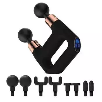 Новый ЖК-стиль Портативный ручной мини-фитнес-продукт Электрический миорелаксант Двухголовочный фасциальный пистолет-массажер USB-массажный пистолет