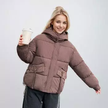 Новый зимний 2024 пуховый хлопковый костюм для женщин, укороченный с капюшоном, свободный крой, модная и милая стеганая одежда, утолщенная куртка для хлеба S белый