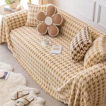 Новый зимний бархатный чехол для дивана с изображением ягненка, ткань, диванное полотенце с узором «гусиные лапки», полное покрытие, легкая роскошная спинка, чехол для дивана 180*130cm