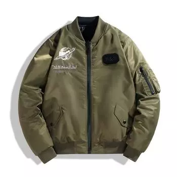 Новый зимний хлопковый летный костюм с бейсбольным воротником, пилотная куртка из хлопка с вышивкой, свободная версия L