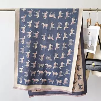 Новый Зимний Кашемировый Женский Шарф Женский Роскошный Шарф с Принтом Лошади Длинная Бандана Женская Модная Шаль Обёртывания Фуляр Пончо Пашмина 66X186cm