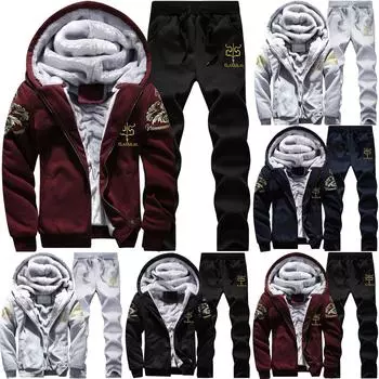 Новый зимний комплект свитера с плюшевым и утолщенным свитером с капюшоном, большой повседневный женский комплект XXL чёрный