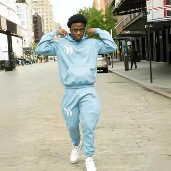 Новый зимний мужской комплект с капюшоном Cross-border Street Hip-hop Loose Casual Sports Trend 2024 S фиолетовый