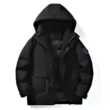 Новый зимний мужской пуховик больших размеров с утолщенным флисом, теплая мужская рабочая одежда с капюшоном и лацканом L оранжевый