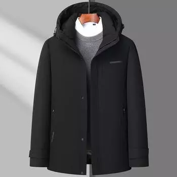 Новый зимний мужской пуховик на гусином пуху со съемной подкладкой, простая повседневная зимняя теплая куртка M серый