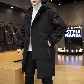 Новый зимний мужской пуховик средней длины Pie Overcomes M чёрный