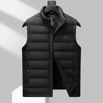 Новый зимний мужской пуховый жилет Plus Fat Plus Size Loose Workwear Down Vest Warm Jacket XL чёрный