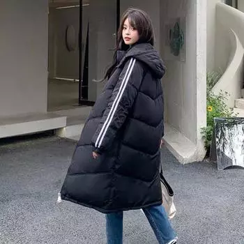 Новый зимний пуховик, женская парка, хлопковое пальто средней длины в корейском стиле, свободная повседневная стеганая куртка с подкладкой S белый