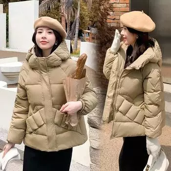 Новый зимний пуховик женский, новинка 2023 года, модная утолщенная куртка с капюшоном M чёрный