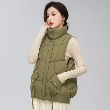 Новый зимний пуховый жилет большого размера, женский короткий свободный и модный жилет L чёрный