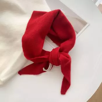 Новый зимний шарф женский вязаный шарф 100% шерсть однотонный треугольный маленький платок для девочек осенне-зимняя одежда аксессуары