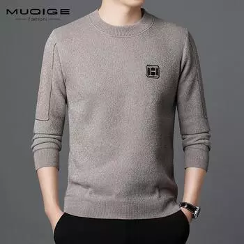 Новый зимний свитер, мужской свитер с круглым вырезом и бархатный утепленный теплый вязаный свитер, мужское нижнее пальто, верхняя одежда 165 чёрный