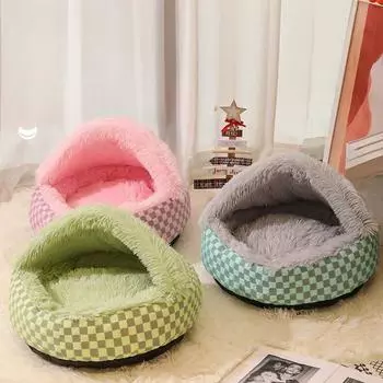 Новый зимний теплый домик для собак, полузакрытый, толстый, ветрозащитный, водонепроницаемый и устойчивый к царапинам, стеганый домик для домашних животных S 40cm