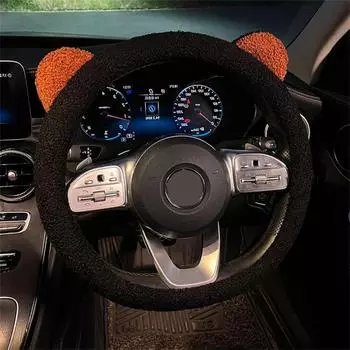 Новый зимний теплый мягкий плюшевый чехол для салона автомобиля с изображением медвежьих ушей, чехол для руля автомобиля, аксессуары для салона автомобиля