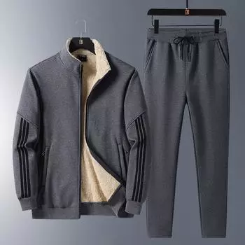 Новый зимний утолщенный кардиган из овечьей шерсти, флисовый свитер, двухкомпонентный зимний спортивный костюм с капюшоном для отдыха L