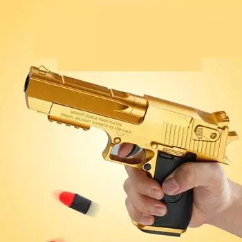 Новый золотой Desert Eagle, ручной метатель снарядов, мягкая пуля, пистолет для научного образования, детская модель для мальчиков, может запускать игрушки из EVA