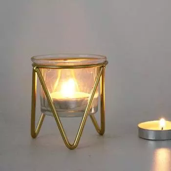 Новый золотой железный европейский стиль полый домашний орнамент стеклянный подсвечник креативные ремесленные украшения вечерние A -Black