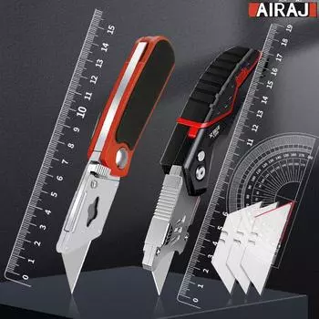 Нож AIRAJ Utility Knife Retractable Sharp Cut Heavy Duty Steel Break 18 мм Blade Paper Cut Нож электрика