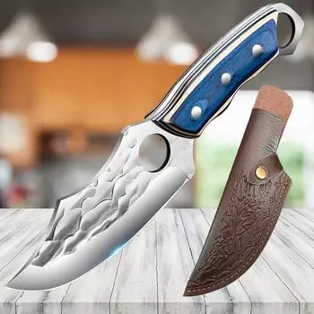 Нож для барбекю, нарезка фруктов, рыбы, мяса, разделочный нож для мяса, универсальный нож из нержавеющей стали, поварской топор, кухонные ножи with cover