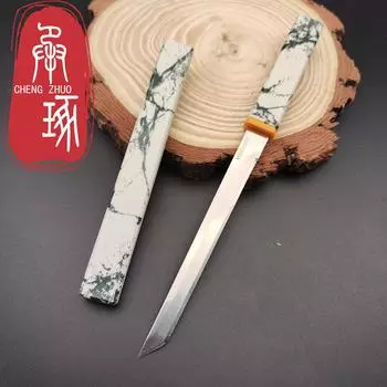 Нож для чистки фруктов из нержавеющей стали, многоцелевой нож, кухонный нож для резки барбекю, рыболовный нож с крышкой 1Pcs серый