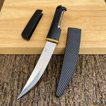 Нож для фруктов из нержавеющей стали, ковочный мачете, домашние фрукты перед резкой и режущим ножом, портативный нож для строгания дыни на открытом воздухе 1pcs with cover чёрный