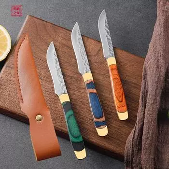 Нож для фруктов из нержавеющей стали, кухонные ножи для мяса, нож для обвалки, резак красный