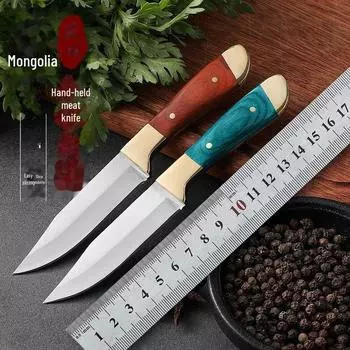 Нож для фруктов, нож для мяса, нож для чистки овощей из нержавеющей стали с кобурой, нож для мяса, монгольский нож для мяса с ручкой красный