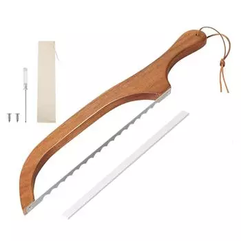 Нож для хлеба для домашнего хлеба Нож для резки хлеба из грецкого ореха с ультраострым зубчатым лезвием из нержавеющей стали, Нож для теста для бейглов, багетов One Size