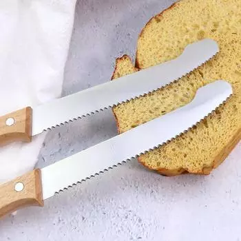 Нож для хлеба из нержавеющей стали, зубчатый нож, деревянная ручка, нож для фруктов, хлеборезка, нож для торта, резак для печенья 1 PCS