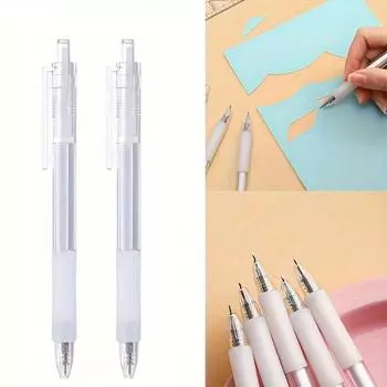 Нож для художественных работ с нажимным механизмом Ins Высококачественный простой нож для резки бумаги Нож для резьбы Открытый конверт Курьерский нож белый