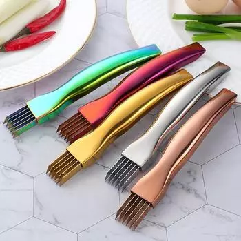 Нож для измельчения шелка, улучшенный нарезанный зеленый нож из нержавеющей стали, кухонный нож для резки овощей, острый нож для измельчения зеленого лука One Size золотой