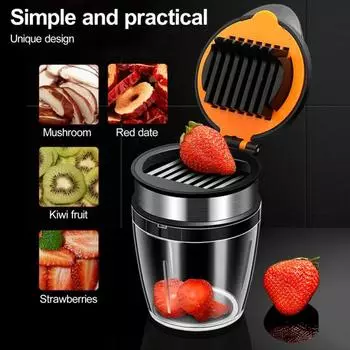 Нож для клубники из нержавеющей стали 304 с противоскользящим основанием, 8 лезвий, для быстрого приготовления фруктов, овощей, салата чёрный