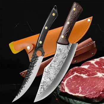 Нож для кованого мяса Кухонные ножи Нож мясника Нож шеф-повара для нарезки костей Нож для барбекю на открытом воздухе Резак для рыбалки