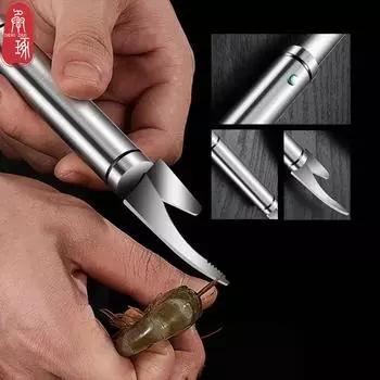 Нож для лески креветок из нержавеющей стали 5-в-1 Многофункциональная машина для быстрой обрезки креветок Нож для рыбной чешуи Кухонные инструменты Скребковые инструменты 1pcs