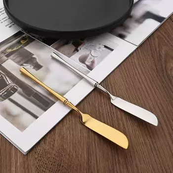 Нож для масла из нержавеющей стали, десертный нож, столовые приборы, нож для завтрака, тостов, хлеба, нож для разбрасывания сыра, джема, крема, инструменты для выпечки 1Pc-Silver Butter Knife серебряный