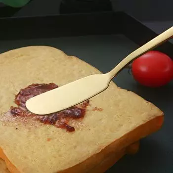 Нож для масла из нержавеющей стали, позолоченный, корейский стиль, с длинной ручкой, нож для намазывания масла и джема, нож для нарезки масла серебряный