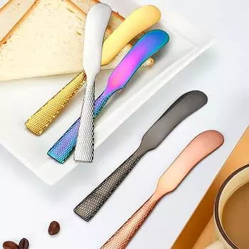 Нож для масла, сыра, десертный нож, нож для джема из нержавеющей стали, столовые приборы, тосты, салфетки, крем, хлеб, сыр, резак, кухонный инструмент для ресторана разноцветный