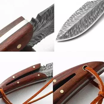 Нож для мяса из нержавеющей стали, выкованный вручную, с узором «перо», нож для обвалки, многофункциональный кухонный нож для стейков, овощечистка, принадлежности для барбекю