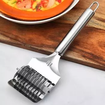 Нож для нарезки лапши, устойчивый к коррозии, острый круглый диск из нержавеющей стали, ручной резак для спагетти для кухни серебряный