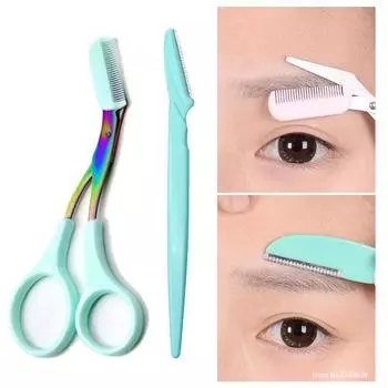Нож для обрезки бровей, безопасные ножницы с защитой от царапин, инструмент для бритья бровей для мужчин и женщин, набор инструментов для красоты для начинающих, бритва для бровей