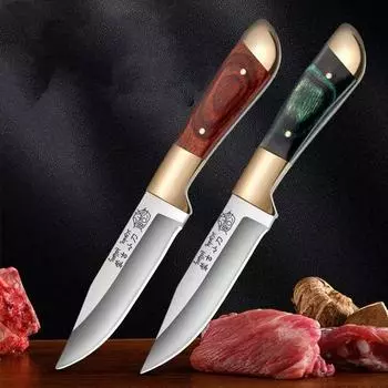 Нож для обвалки фруктов и овощей из нержавеющей стали, инструмент для приготовления пищи с крышкой зелёный